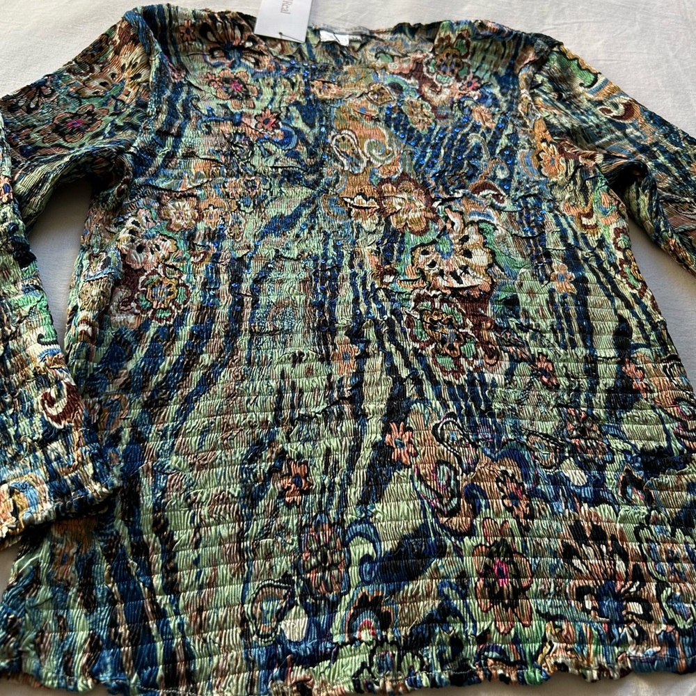 Vintage Alberto Makali Whimsical Smocked Flower Power Top - Picture 6 of 11